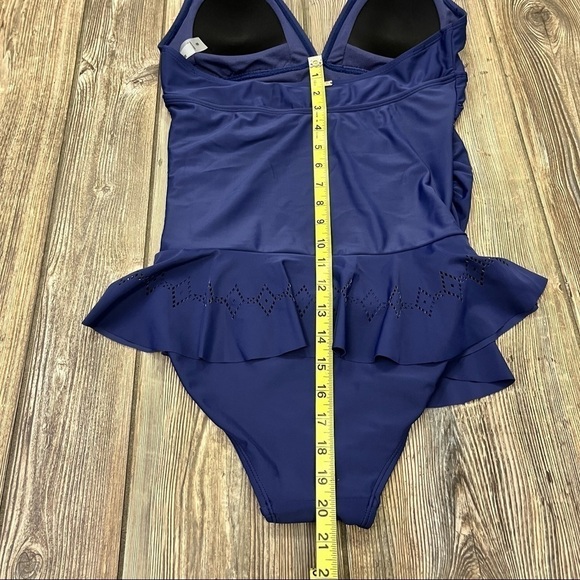 NICOLE Miller Blue Halter Swim Dress Small NWT One Piece Swimsuit - Picture 2 of 11